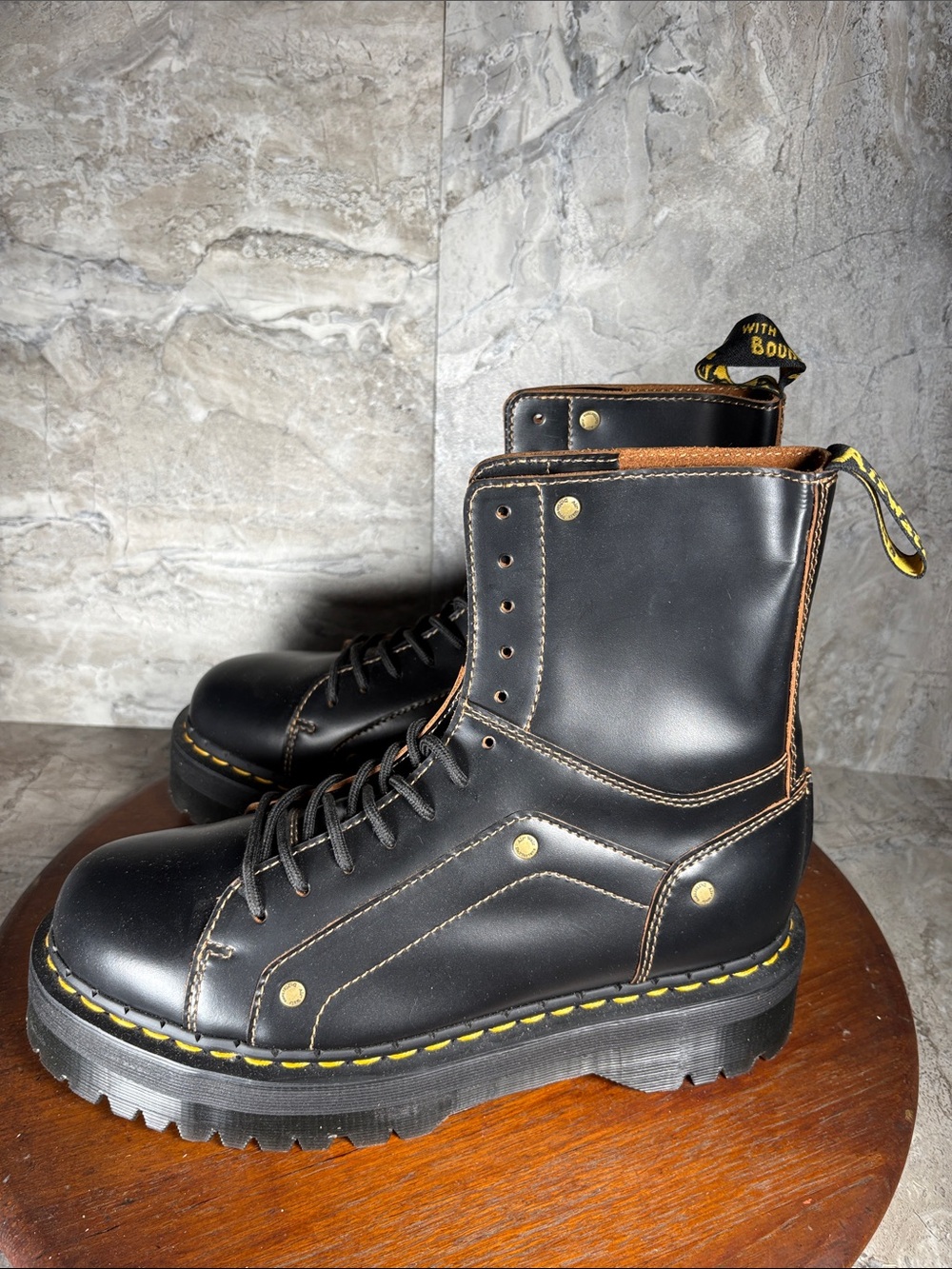 New Dr. Martens Jadon Decon Women’s Size 12 Smooth Black Platform Leather Boots